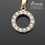 Auksinis pakabukas su baltais akmenukais