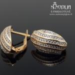 Auksiniai auskarai su baltomis akutėmis