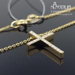 Geltono aukso grandinėlė su Kryželiu ir briliantais