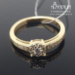 Geltono aukso žiedas su briliantais