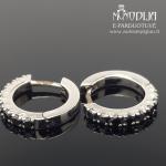 Balto aukso auskarai su juodais deimantais