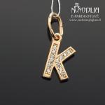 Auksinis pakabukas raidelė K