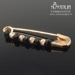 Auksinė sagė žiogelis su karoliukais