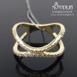 Geltono aukso žiedas su briliantais