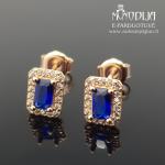 Auksiniai auskarai su mėlynomis akutėmis