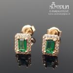 Auksiniai auskarai su žaliomis akutėmis