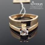 Dvigubas auksinis žiedas su akutėmis