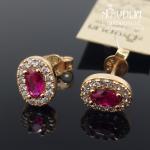 Auksiniai auskarai su raudona akute