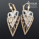 Kabantys auksiniai auskarai su baltu auksu