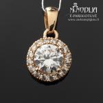 Auksinis pakabukas su baltomis akutėmis