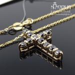 Geltono aukso grandinėlė su Kryželiu ir juodais deimantais