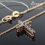 Auksinė grandinėlė su Kryželiu ir juodais deimantais