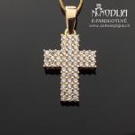 Auksinis pakabukas Kryžiukas su akutėmis