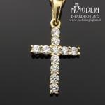 Geltono aukso pakabukas Kryžiukas su akutėmis