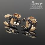 Auksiniai auskarai su juodomis akutėmis