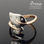 Auksinis žiedas su baltu auksu