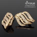 Auksiniai auskarai su baltais akmenukais