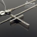 Balto aukso grandinėlė su Kryželiu ir juodais deimantais