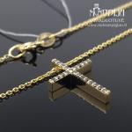 Geltono aukso grandinėlė su Kryželiu ir juodais deimantais