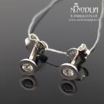 Balto aukso auskarai su baltais  briliantais