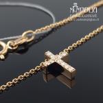 Auksinė grandinėlė su Kryželiu ir baltais briliantais
