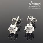 Sidabriniai auskarai su baltomis akutėmis