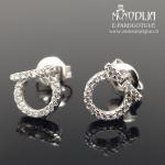 Sidabriniai auskarai su baltomis akutėmis