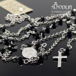 Sidabrinis rožančius su akmenukais