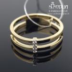 Geltono aukso žiedas su baltais briliantais