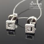 Balto aukso auskarai su baltais briliantais