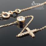 Auksinė grandinėlė su balta akute ir Kryžiuku