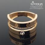 Platus auksinis žiedas su akutėmis