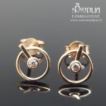 Auksiniai auskarai su baltomis akutėmis