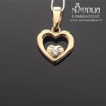 Auksinis pakabukas Širdelė su akute