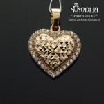 Auksinis pakabukas Širdelė su akutėmis