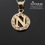 Auksinis pakabukas raidelė N