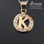 Auksinis pakabukas raidelė K