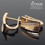 Auksiniai auskarai su baltomis akutėmis