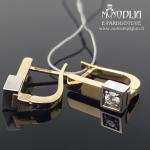 Geltono aukso auskarai su baltais briliantais