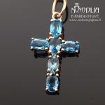 Auksinis pakabukas Kryžiukas su akutėmis