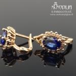 Auksiniai auskarai su briliantais ir safyrais
