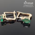 Auksiniai auskarai su briliantais ir smaragdais