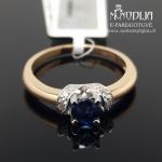 Auksinis žiedas su briliantais ir safyru