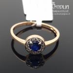 Auksinis žiedas su briliantais ir safyru