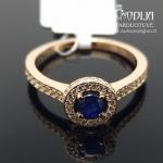 Auksinis žiedas su briliantais ir safyru