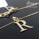 Auksinė grandinėlė su raidele R ir briliantu