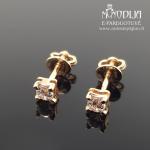 Auksiniai auskarai su baltomis akutėmis