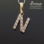 Auksinis pakabukas raidelė N