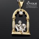 Auksinis pakabukas Angeliukas su briliantais