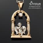 Auksinis pakabukas Angeliukas su briliantais